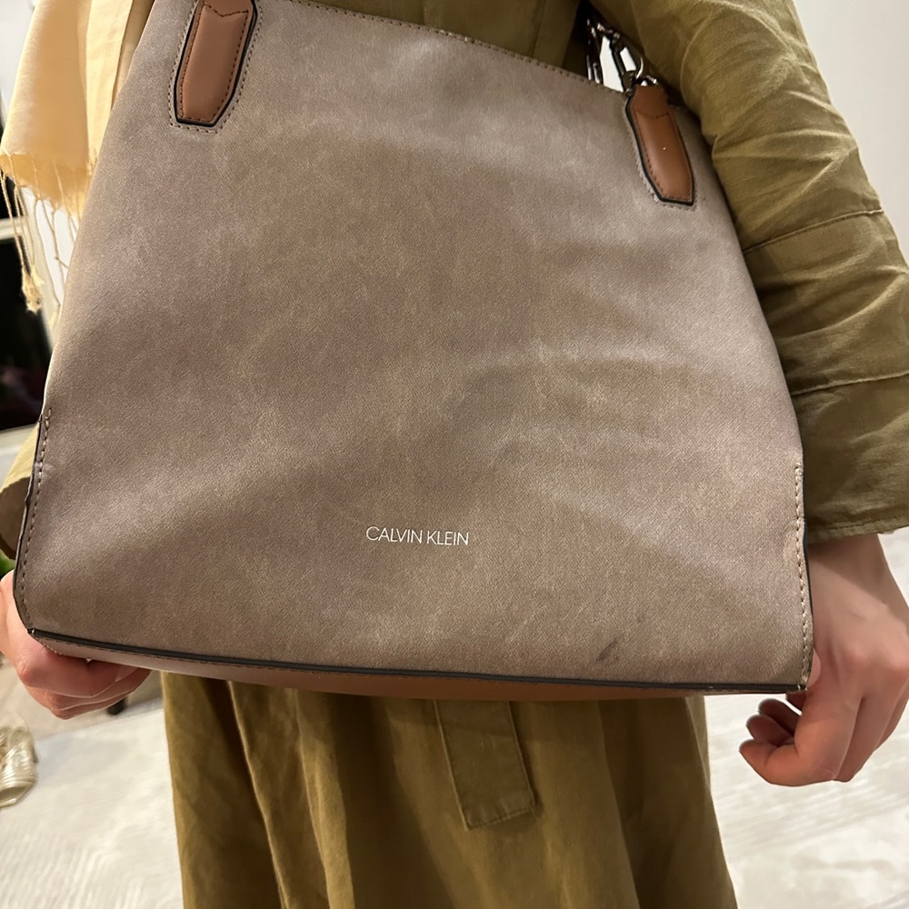 Calvin Klein Tan and Brown Tote